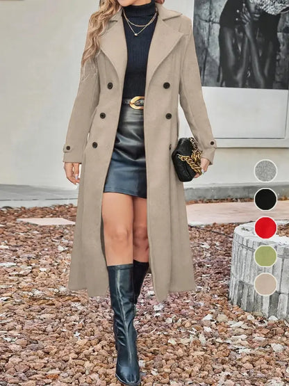 🔥Off-season special offer 🔥Women's Solid Double-Breasted Wool Coat