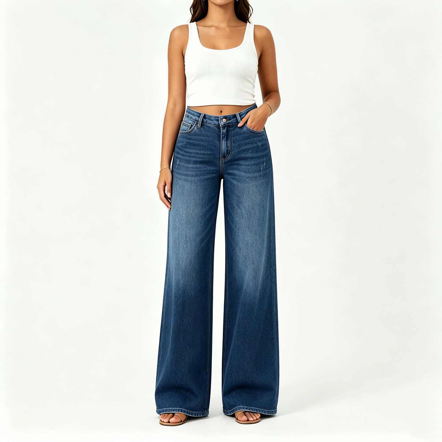 【LAST DAY SALE】Rise Baggy Stretchy Wide Leg Jeans
