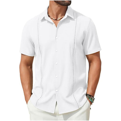 💥Men's Cuban Guayabera Shirt Short Sleeve V-Neck