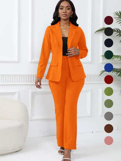 Women's elegant business solid color long-sleeved two-piece suit