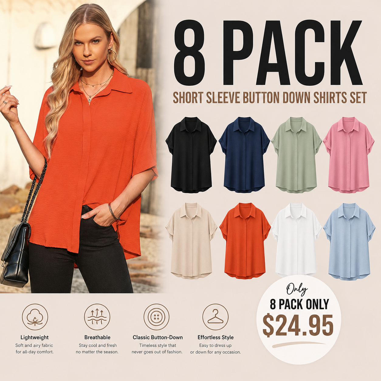 ❤️DEALS FOR YOU-Women's Tops Dressy Casual V Neck Button Down Shirts