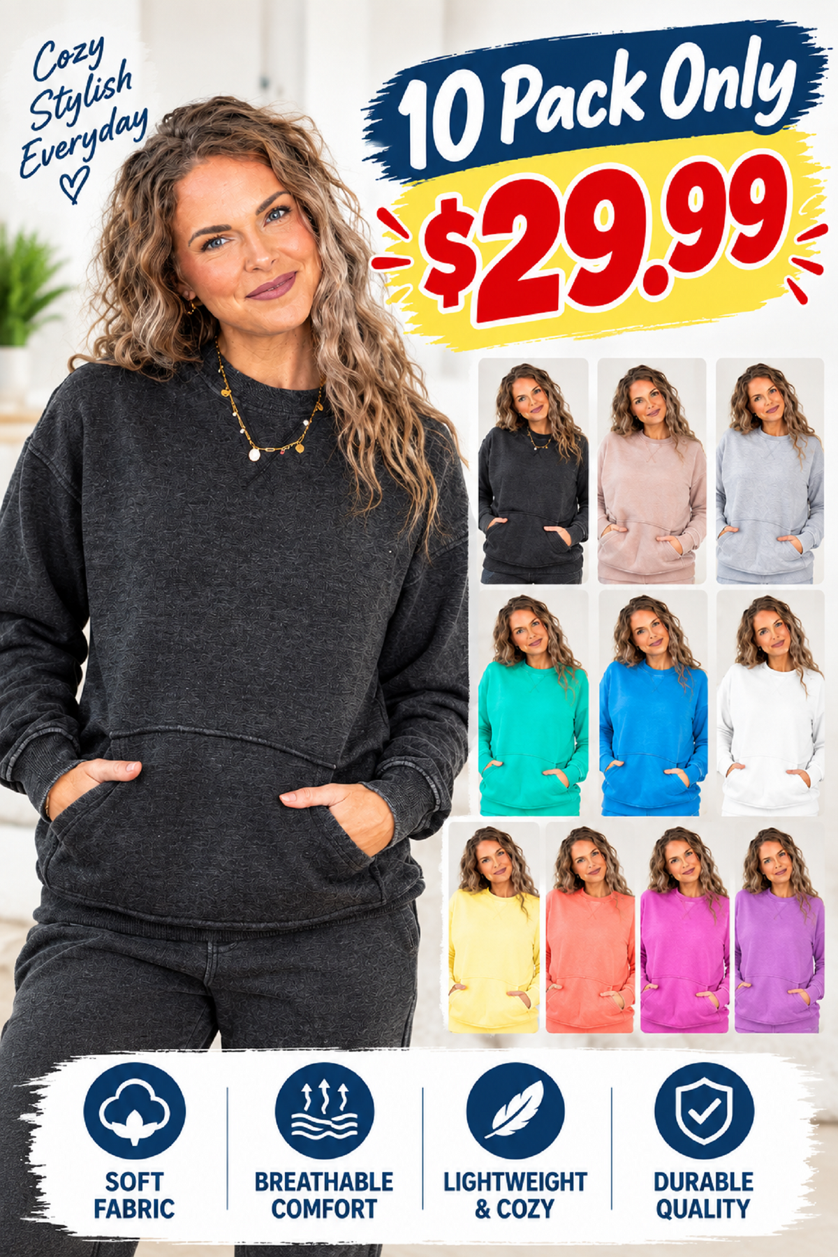 Soft‑Fit Bonfire Round‑Neck Sweatshirt