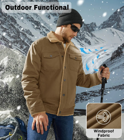 🔥 BESTSELLER | 6PCS $24.63 | Men's Sherpa-Lined Cotton Trucker Jacket