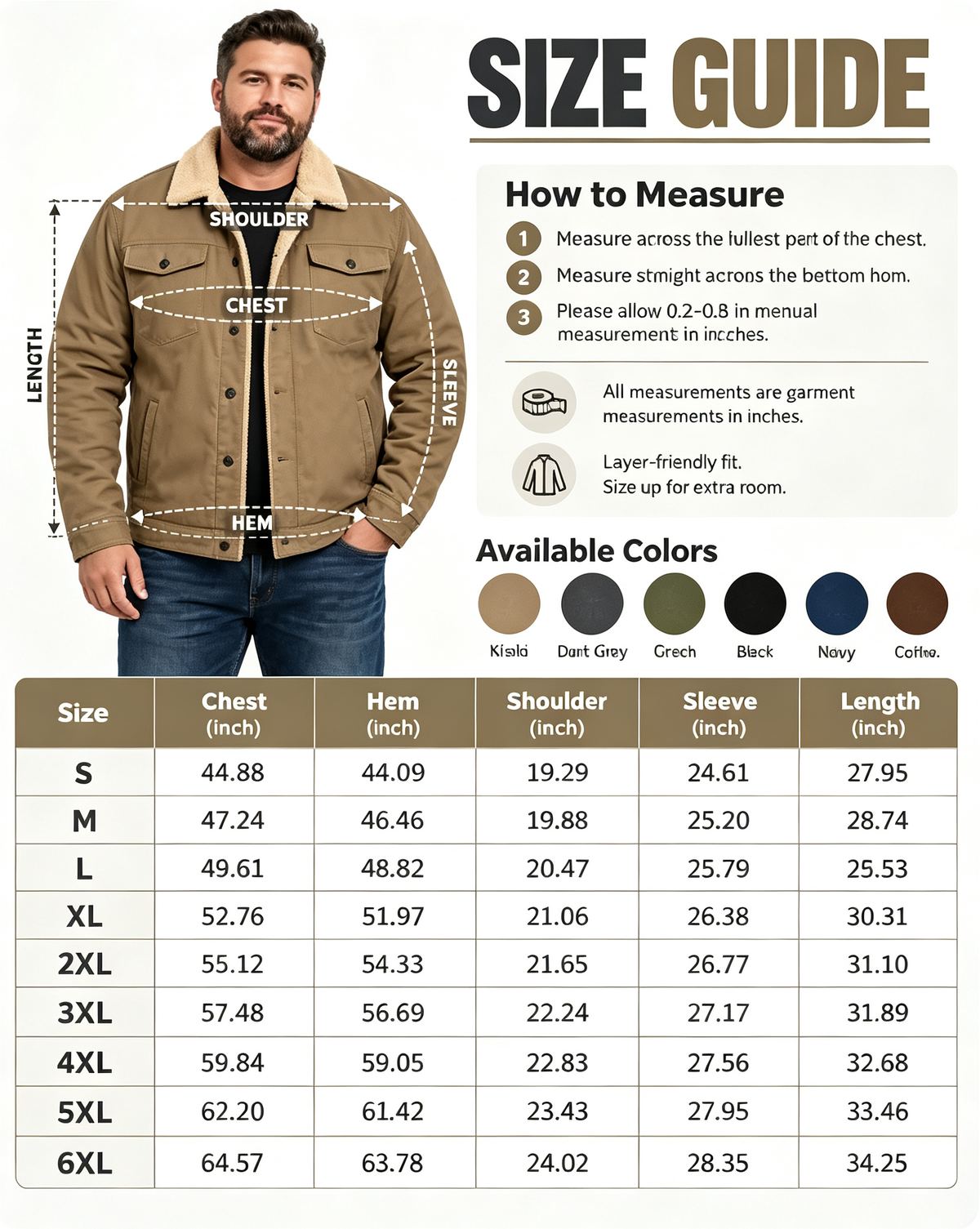 🔥 BESTSELLER | 6PCS $24.63 | Men's Sherpa-Lined Cotton Trucker Jacket