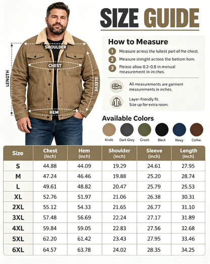 🔥 BESTSELLER | 6PCS $24.63 | Men's Sherpa-Lined Cotton Trucker Jacket