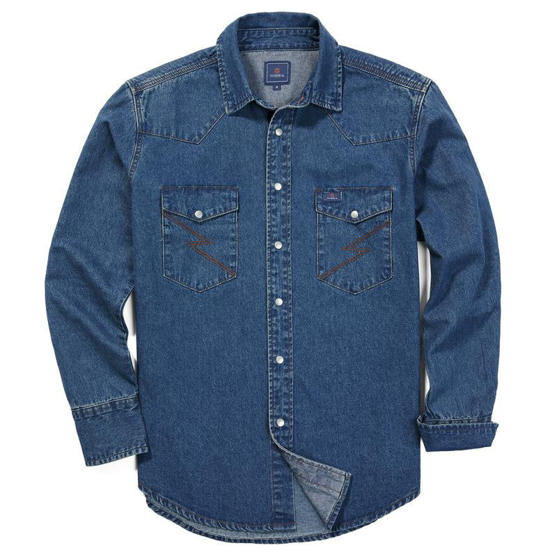 ✨Hot Sale✨Men's Long Sleeve Stone-Washed and Pre-Washed Denim Work Shirt
