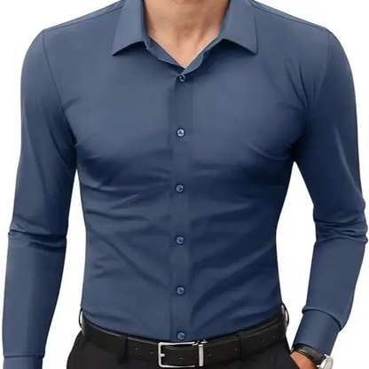 16-Way Stretch Slim Fit Long Sleeve Button Down Business Casual Shirts Wrinkle Free Traveler Shirts