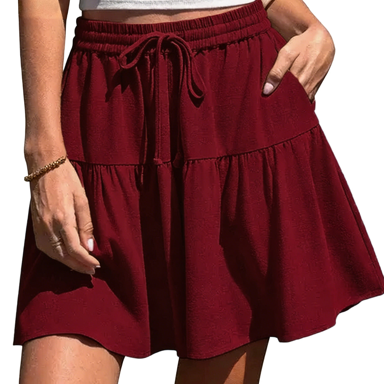 Women's Linen Blend Wide Leg Flowy Culotte Shorts Drawstring Loose Fit Summer Casual Lightweight Comfy Vacation Wear