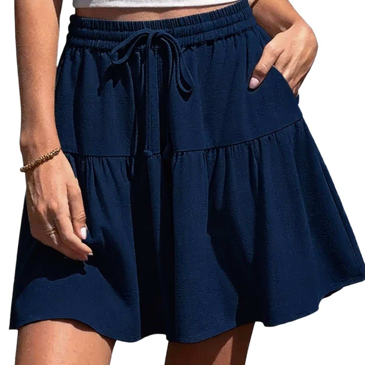 Women's Linen Blend Wide Leg Flowy Culotte Shorts Drawstring Loose Fit Summer Casual Lightweight Comfy Vacation Wear