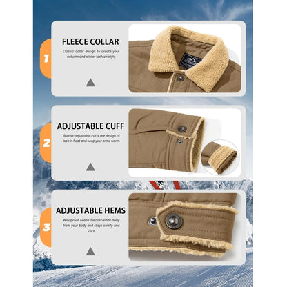 🔥 BESTSELLER | 6PCS $24.63 | Men's Sherpa-Lined Cotton Trucker Jacket