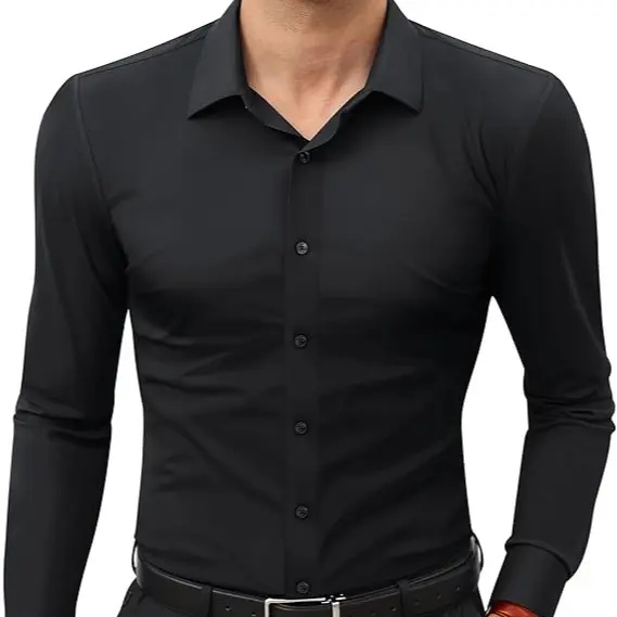 16-Way Stretch Slim Fit Long Sleeve Button Down Business Casual Shirts Wrinkle Free Traveler Shirts