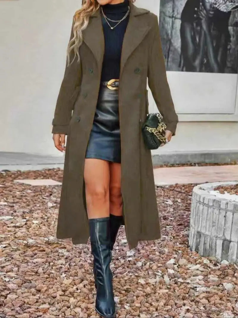 🔥Off-season special offer 🔥Women's Solid Double-Breasted Wool Coat