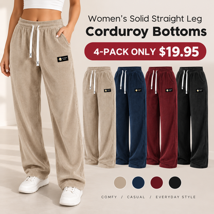 LAST DAY SALEWomen's Solid Straight Leg Corduroy Bottoms-100% Cotton