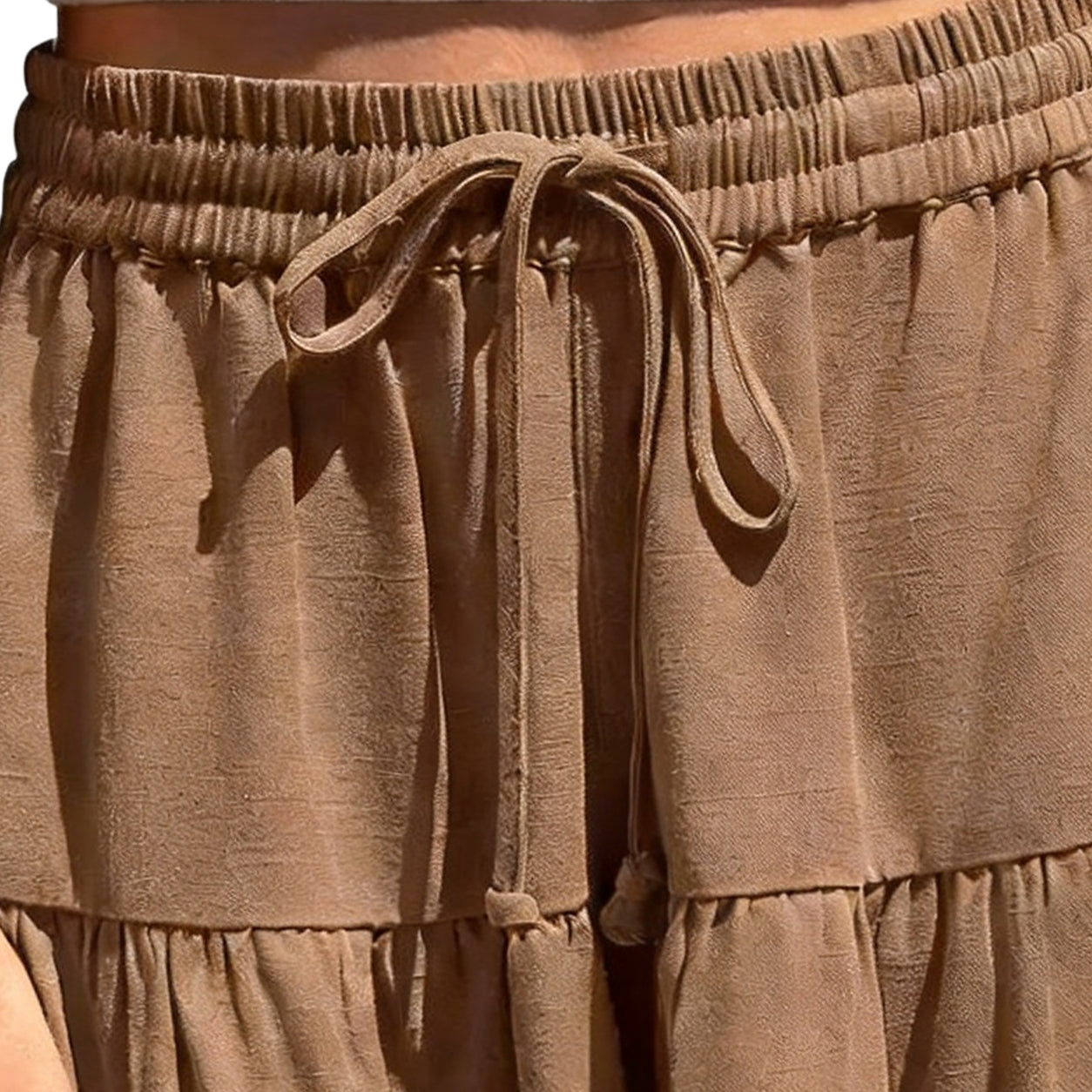 Women's Linen Blend Wide Leg Flowy Culotte Shorts Drawstring Loose Fit Summer Casual Lightweight Comfy Vacation Wear