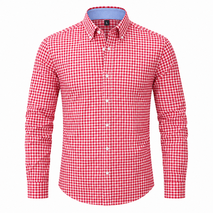 Clearance sale! Men's Plaid Button Down Shirts Cotton Long Sleeve Dress Shirts Regular Fit Gingham Shirts