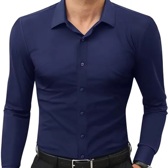 16-Way Stretch Slim Fit Long Sleeve Button Down Business Casual Shirts Wrinkle Free Traveler Shirts