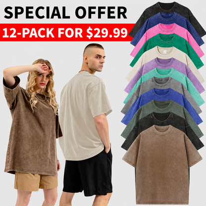 Men’s Oversized Vintage Acid-Wash T-Shirt – 100% Heavyweight Cotton Streetwear for Gym & Everyday Wear