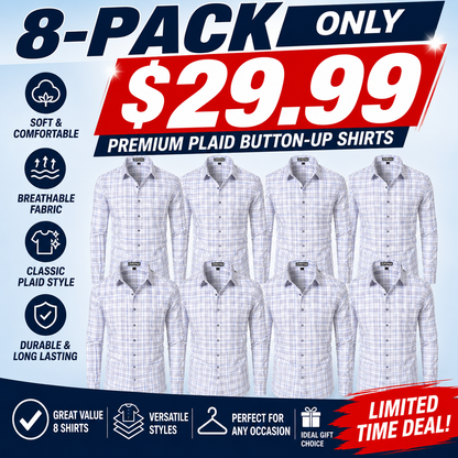 Men's Long-Sleeve Plaid Dress Shirt – Slim Fit, Classic Style
