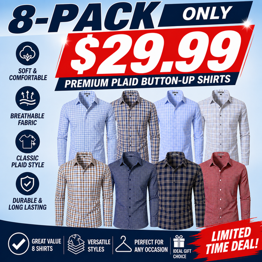 Men's Long-Sleeve Plaid Dress Shirt – Slim Fit, Classic Style