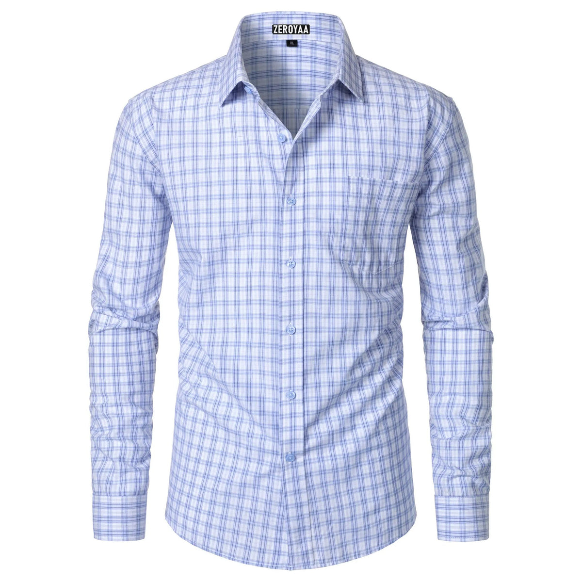 Men's Long-Sleeve Plaid Dress Shirt – Slim Fit, Classic Style