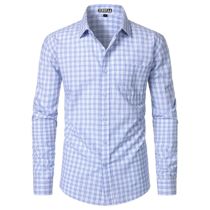 Men's Long-Sleeve Plaid Dress Shirt – Slim Fit, Classic Style