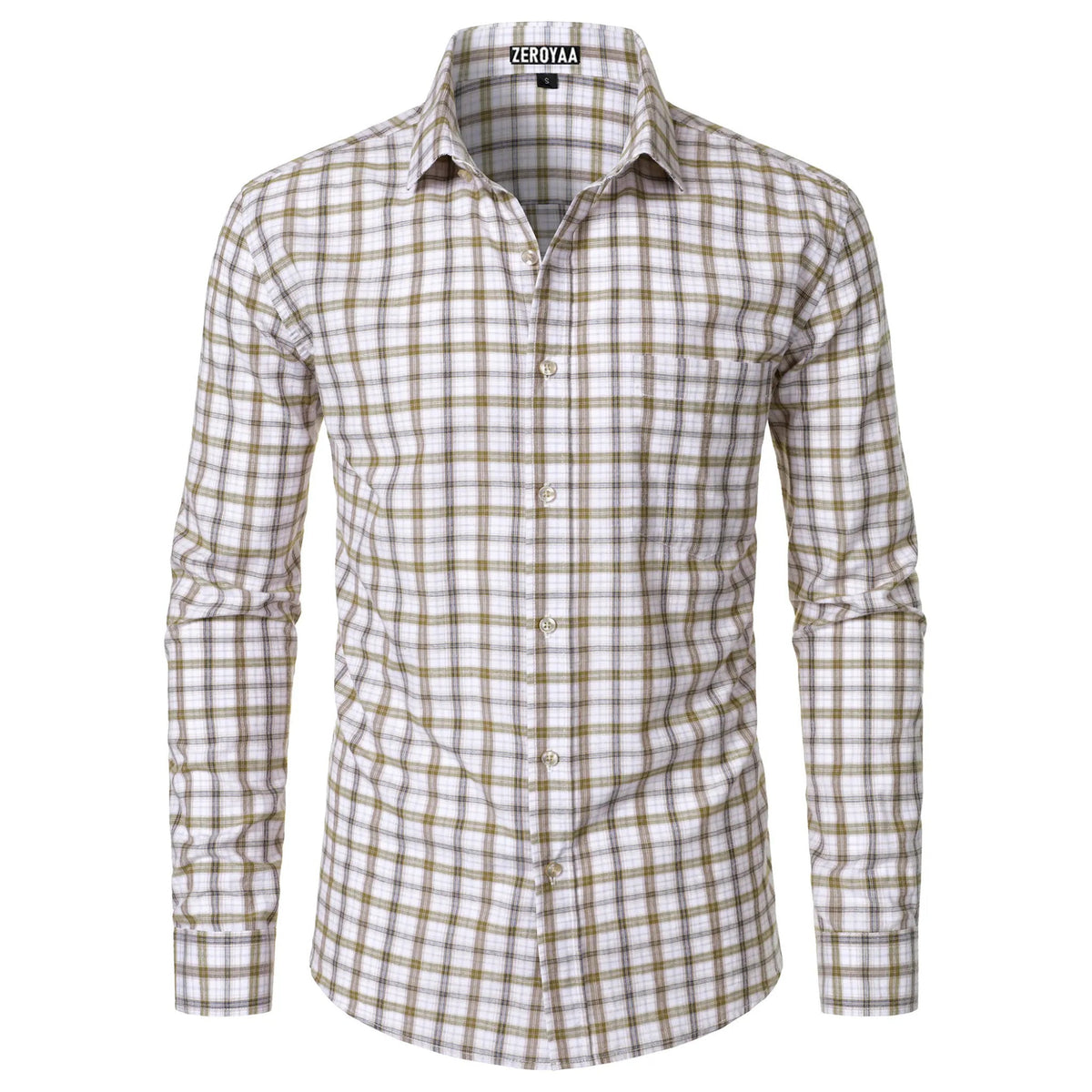 Men's Long-Sleeve Plaid Dress Shirt – Slim Fit, Classic Style