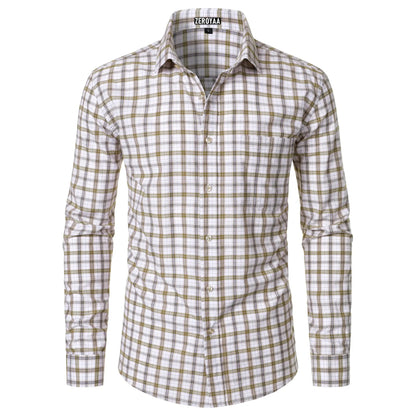 Men's Long-Sleeve Plaid Dress Shirt – Slim Fit, Classic Style