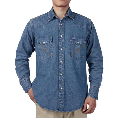 ✨Hot Sale✨Men's Long Sleeve Stone-Washed and Pre-Washed Denim Work Shirt