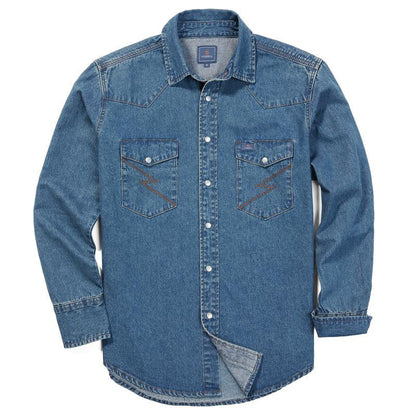 ✨Hot Sale✨Men's Long Sleeve Stone-Washed and Pre-Washed Denim Work Shirt