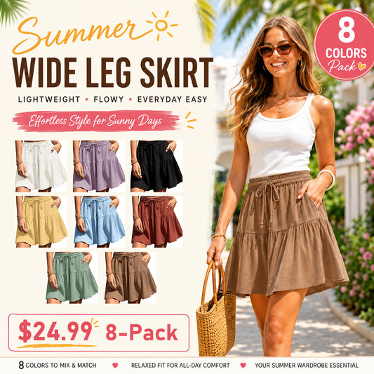 Women's Linen Blend Wide Leg Flowy Culotte Shorts Drawstring Loose Fit Summer Casual Lightweight Comfy Vacation Wear