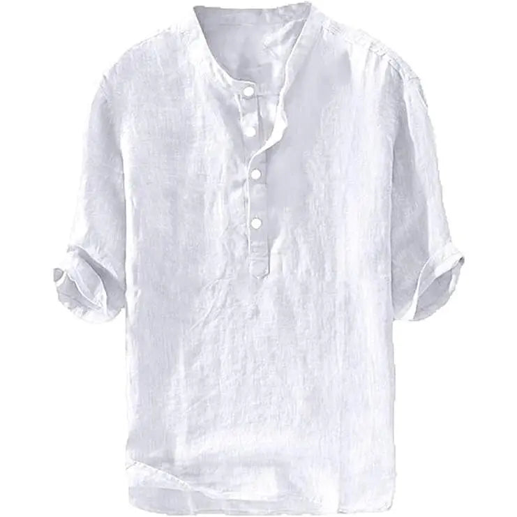 💥 Final Countdown Begins 💥Men's Linen Shirts Casual Cotton 3/4 Sleeve Regular-Fit Henley T-Shirt