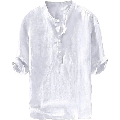 💥 Final Countdown Begins 💥Men's Linen Shirts Casual Cotton 3/4 Sleeve Regular-Fit Henley T-Shirt