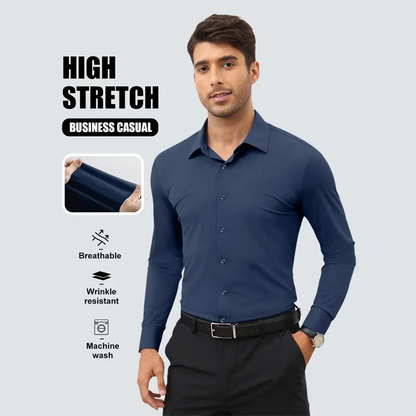 16-Way Stretch Slim Fit Long Sleeve Button Down Business Casual Shirts Wrinkle Free Traveler Shirts