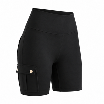 Womens Workout Shorts with Pocket Tummy Control Cargo Shorts Knee Length Butt Lifting High Waisted Biker Yoga Legging