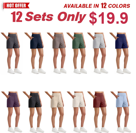 🔥12-PACK Today Only $19.9🔥 Women's Athletic Shorts High Waisted Running