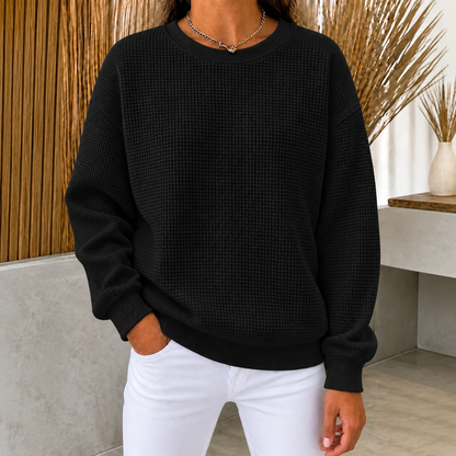 CLEARANCE SALE🔥Women's Waffle Knit Crewneck Sweatshirt