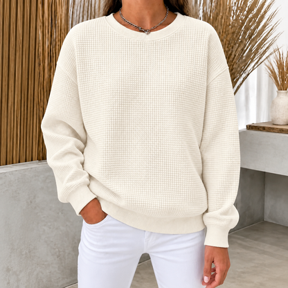 CLEARANCE SALE🔥Women's Waffle Knit Crewneck Sweatshirt