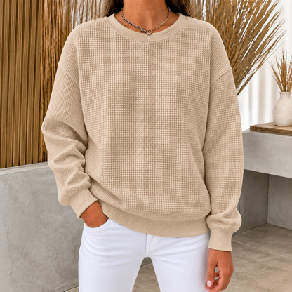 CLEARANCE SALE🔥Women's Waffle Knit Crewneck Sweatshirt