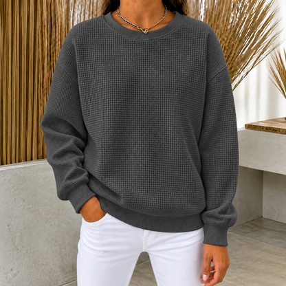 CLEARANCE SALE🔥Women's Waffle Knit Crewneck Sweatshirt