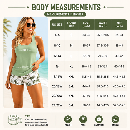 Three Piece Tankini with Shorts with Pockets