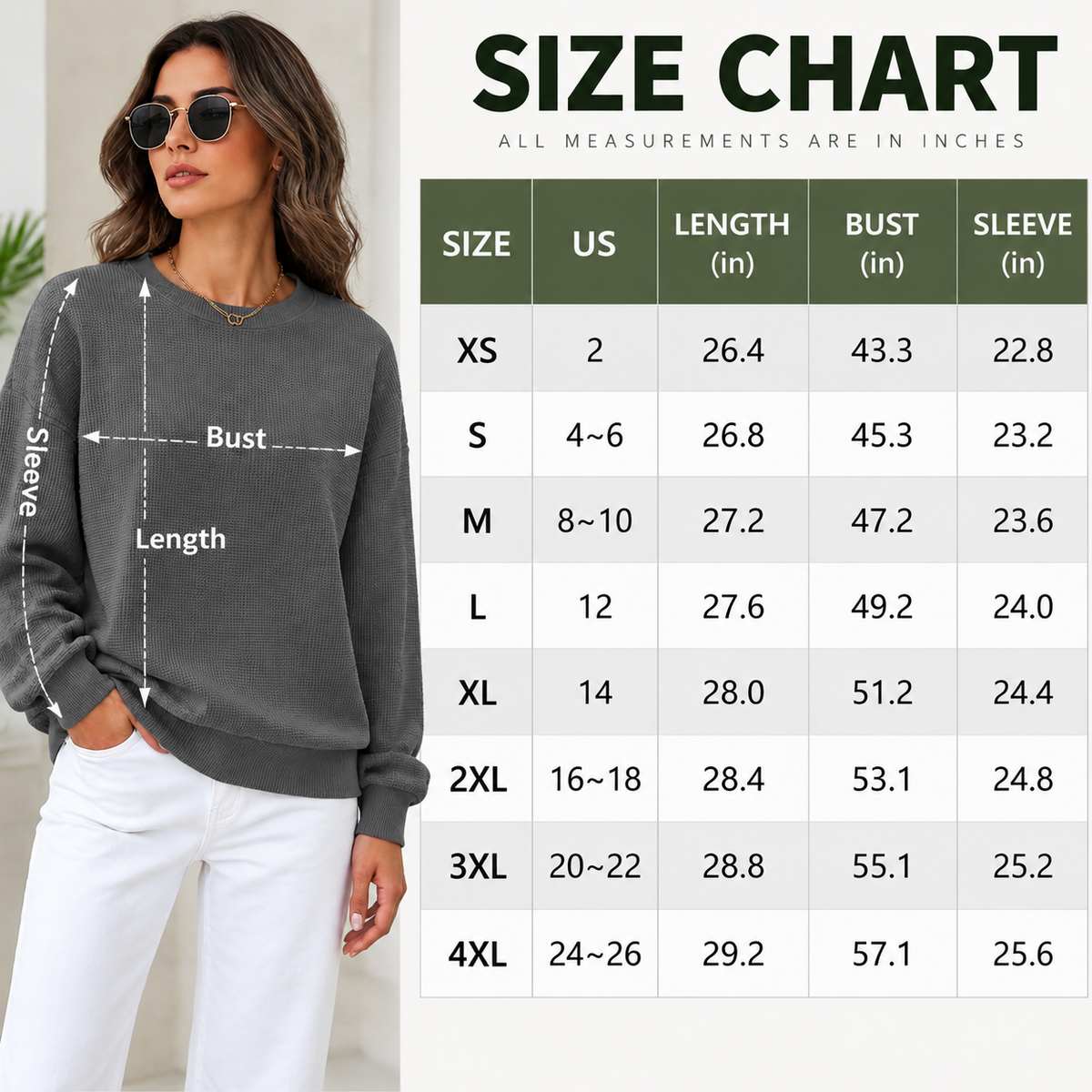 CLEARANCE SALE🔥Women's Waffle Knit Crewneck Sweatshirt