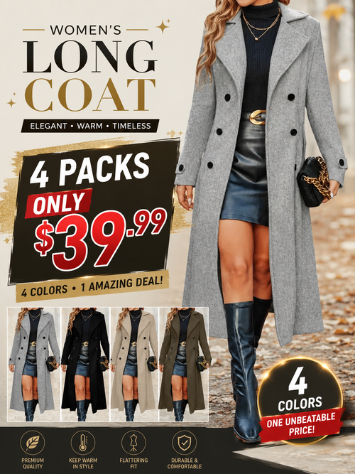 🔥Off-season special offer 🔥Women's Solid Double-Breasted Wool Coat