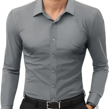 16-Way Stretch Slim Fit Long Sleeve Button Down Business Casual Shirts Wrinkle Free Traveler Shirts