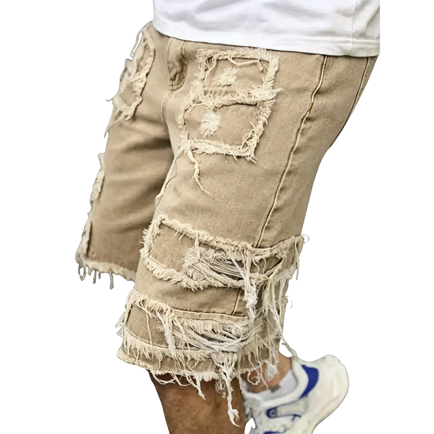 Raw Hem Denim Shorts with Rips – Edgy Urban Casual Warm-Weather Essential