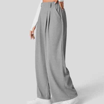 🔥Autumn Sale– High Waisted Pleated Wide Leg Waffle Work Pants with Side Pockets