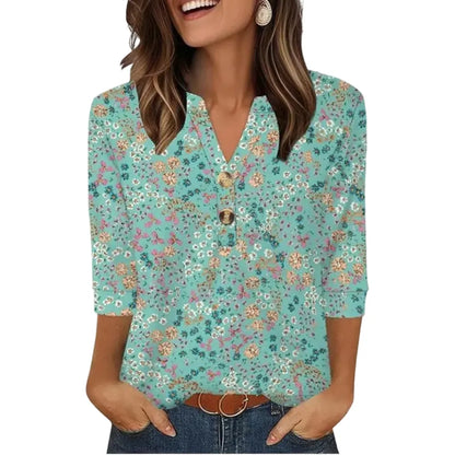 Womens Tops 3/4 Sleeve Heley Shirts for Women Summer Fashion Blouses