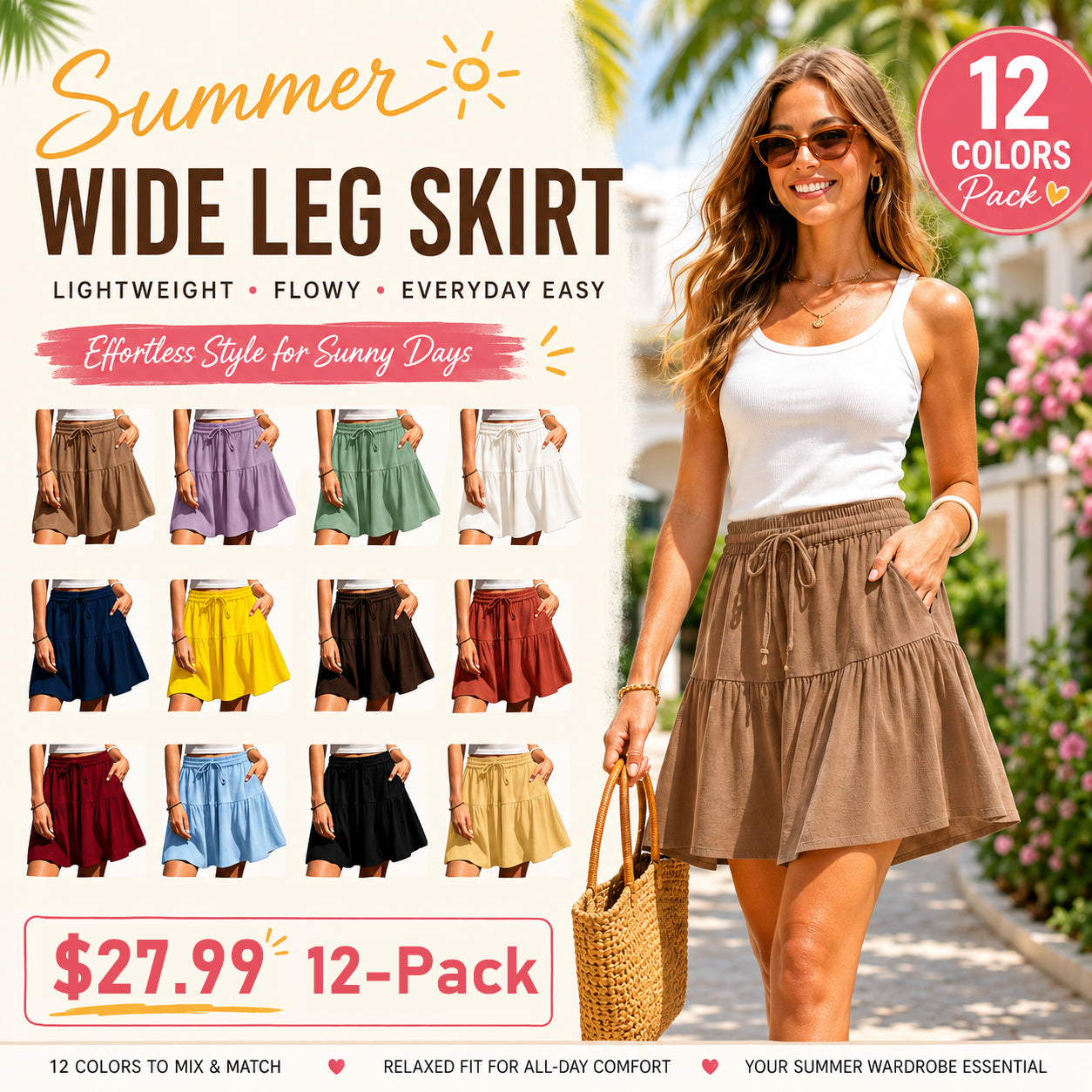 Women's Linen Blend Wide Leg Flowy Culotte Shorts Drawstring Loose Fit Summer Casual Lightweight Comfy Vacation Wear