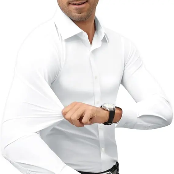 16-Way Stretch Slim Fit Long Sleeve Button Down Business Casual Shirts Wrinkle Free Traveler Shirts
