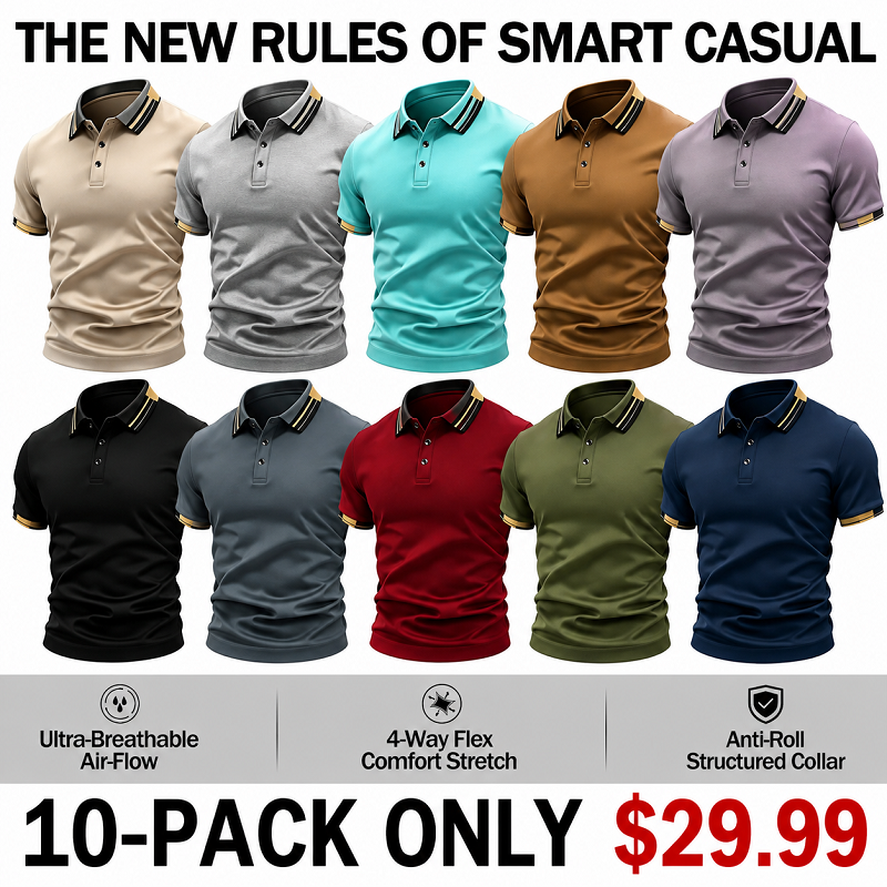 Men’s  Polo Shirt – Breathable Casual Stretch Fit Top