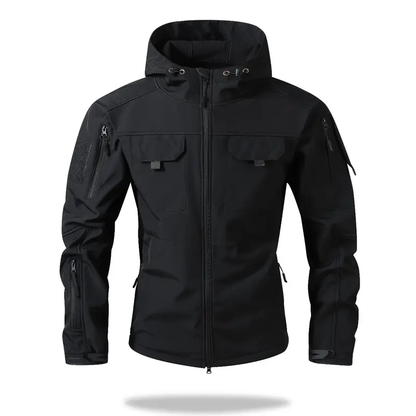 Men's Waterproof Fleece Hooded Jacket, 9 Multi-Compartment Pockets